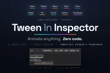 Tween In Inspector 主视觉：可视化时间轴上方排列着补间类型按钮，零代码做动画